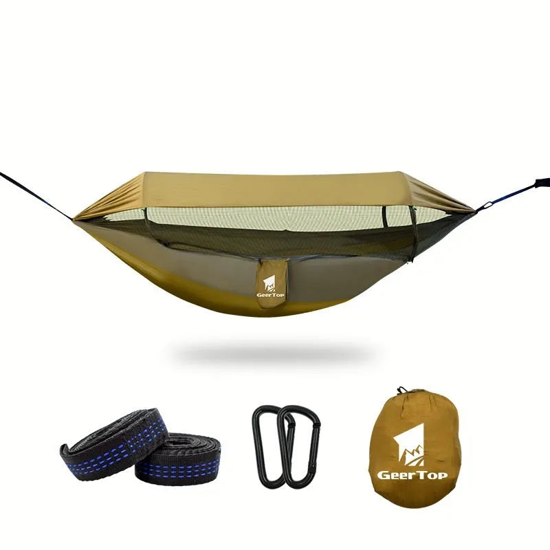 Outdoor camping thickened insect resistant mosquito net hammock 70D nylon hexagonal mesh army green colour