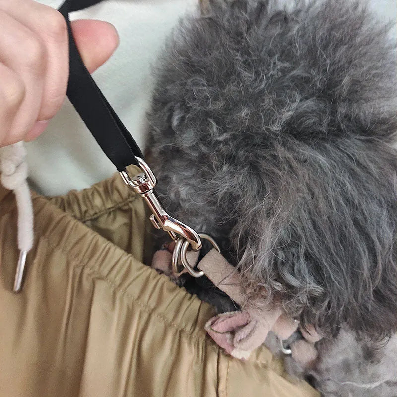 Pet dog travel breathable backpack in brown, M size, plain pattern, double-sided twill material