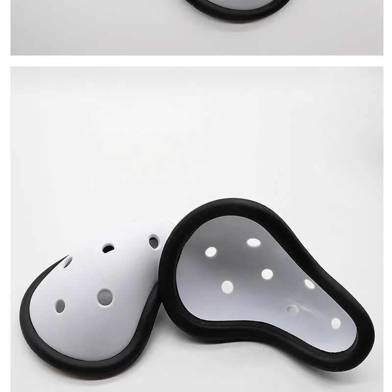 Rubber genital protector for Sanda, boxing, and rugby sports safety.