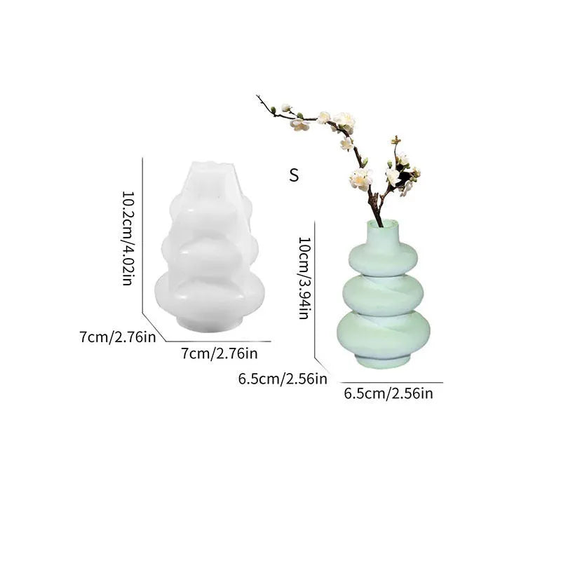 Three layer circle vase silicone cake mould with irregular shape in two size options