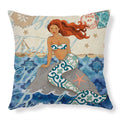 Sea turtle printed linen cushion cover 45x45cm with invisible zipper closure