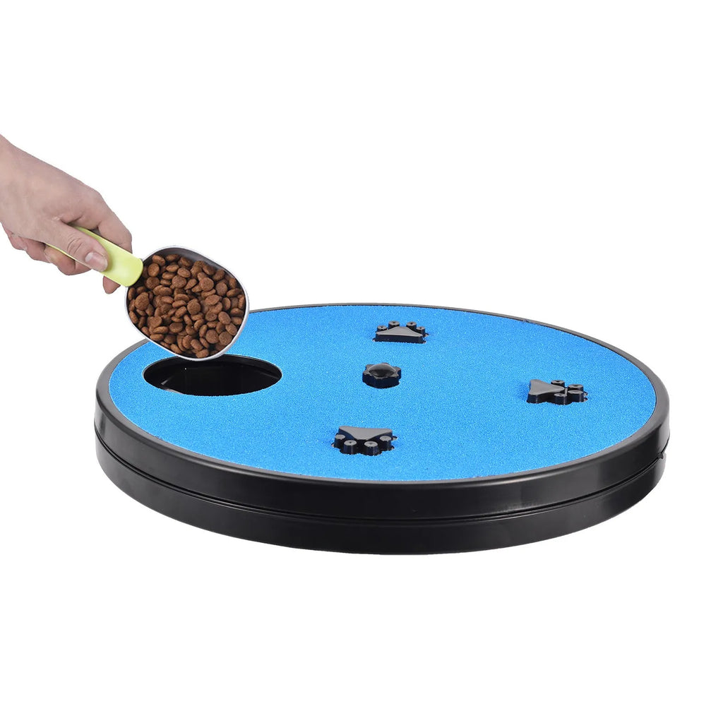 33cm square dog nail file board with suction cup base and rotating slow feeder compartments