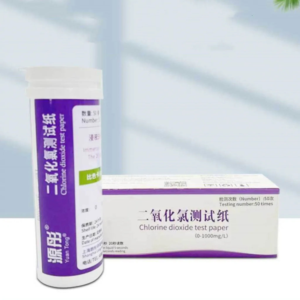 Chlorine dioxide test paper bottle containing 50 pieces for 0-1000mg/L water concentration detection