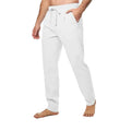 Men's cotton and linen trousers, loose straight leg, drawstring waist, summer breathable, five colours, M-5XL