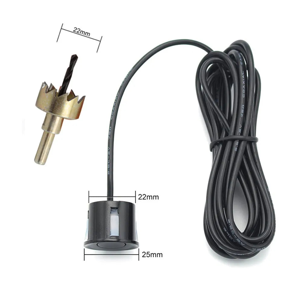 Wireless vehicle reversing sensor kit with main unit, LED display, and four ultrasonic probes.