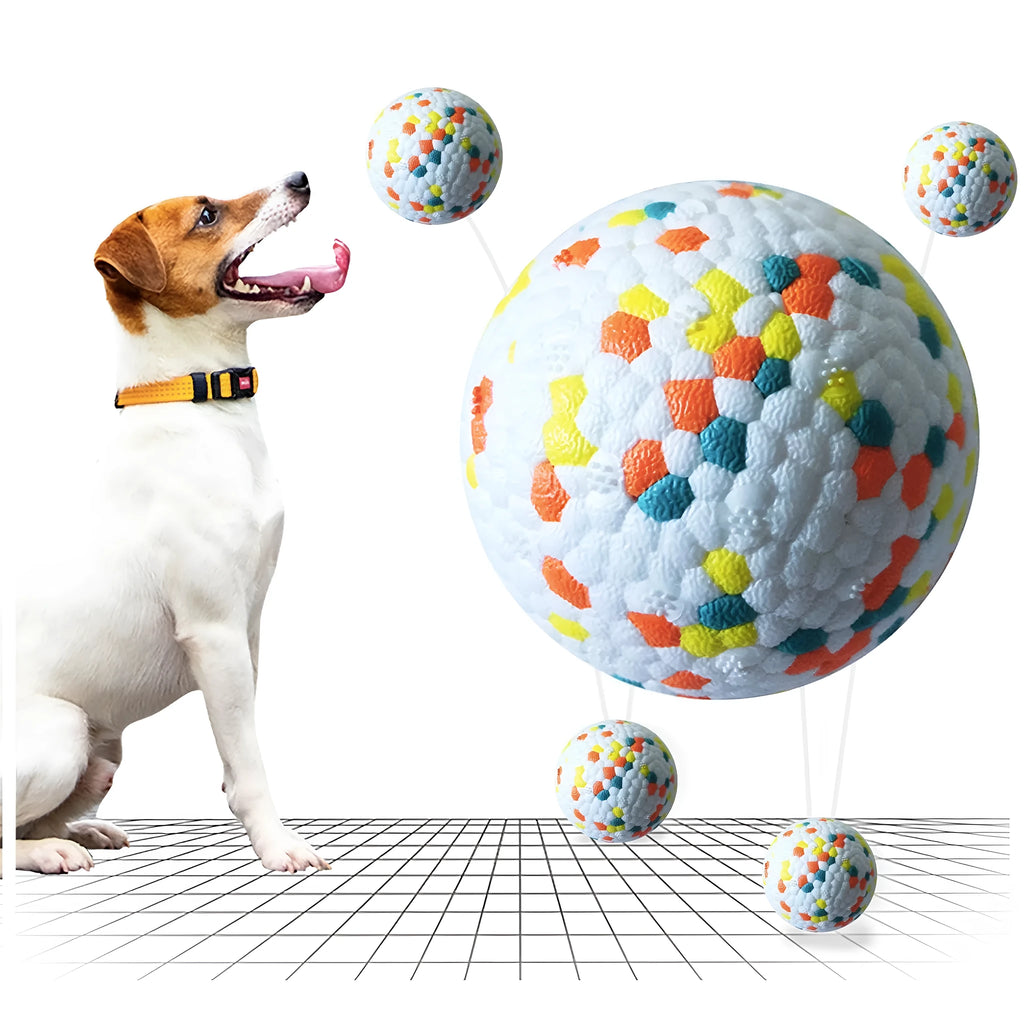 Green dog molars pet toy ball with corn grain texture for tooth cleaning, made from durable TPU