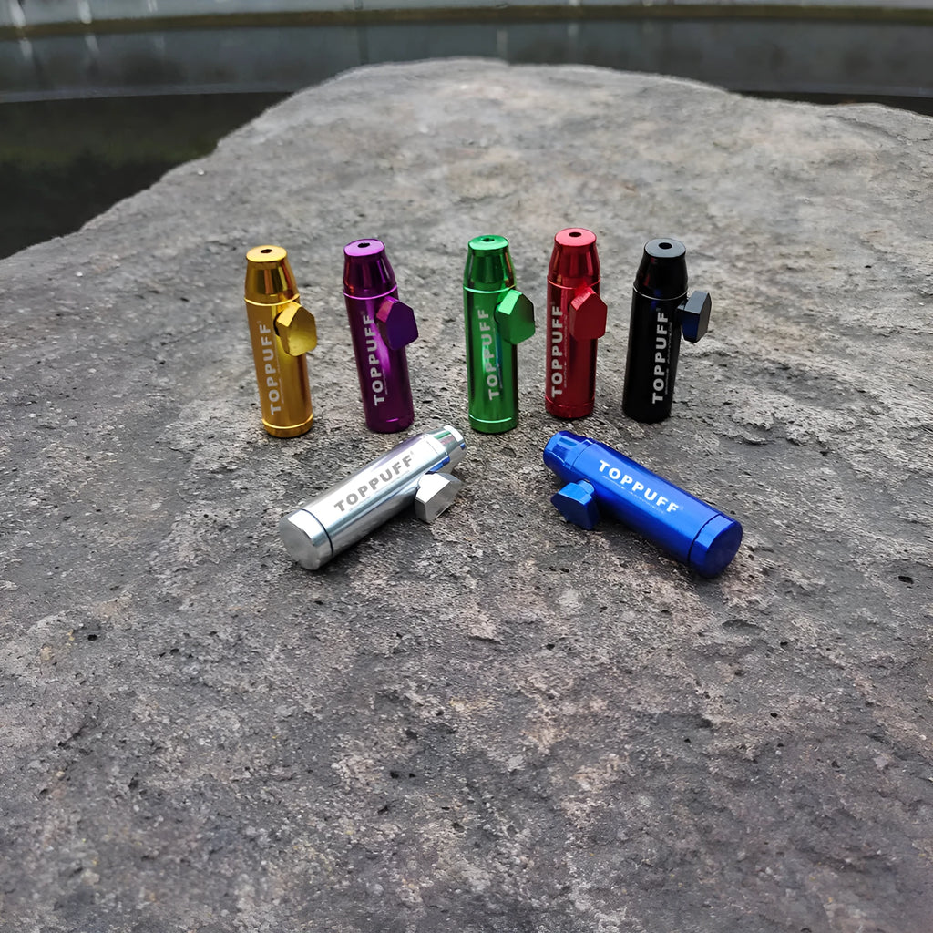 Aluminium alloy metal cigarette holder pipe with 53mm flat head in seven colour options