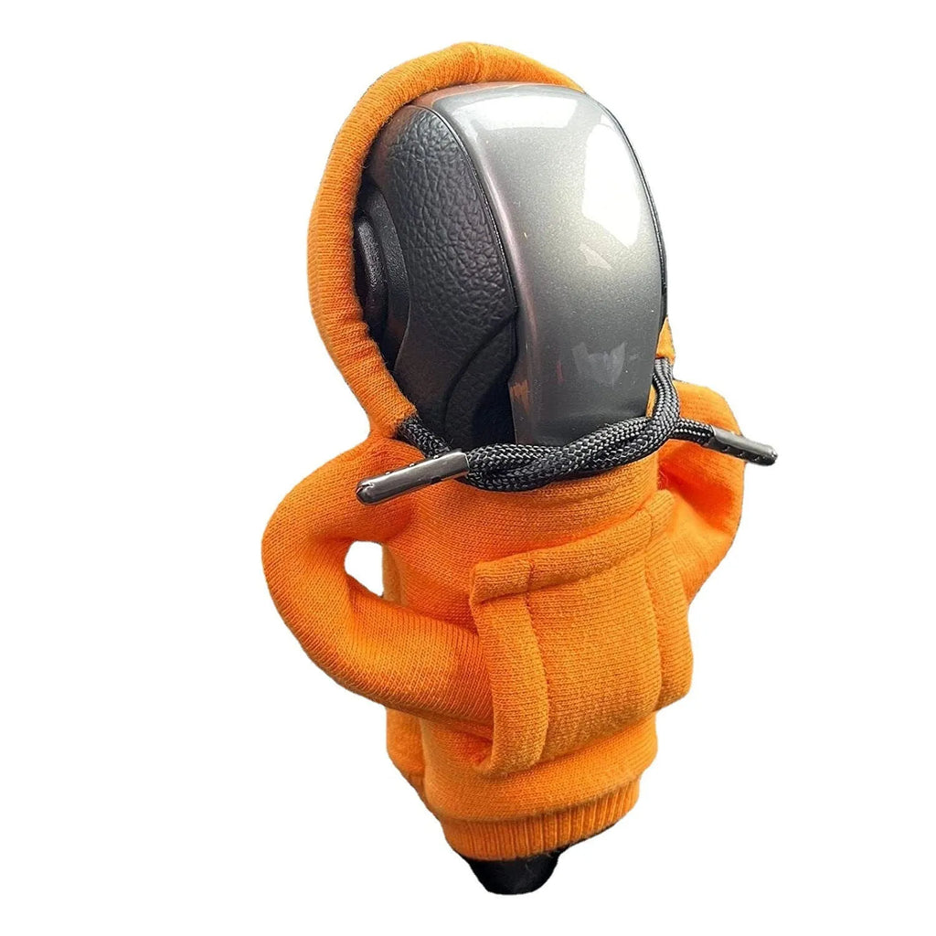 Blue cloth gear shift knob cover measuring 13 by 8 centimetres for car gear lever