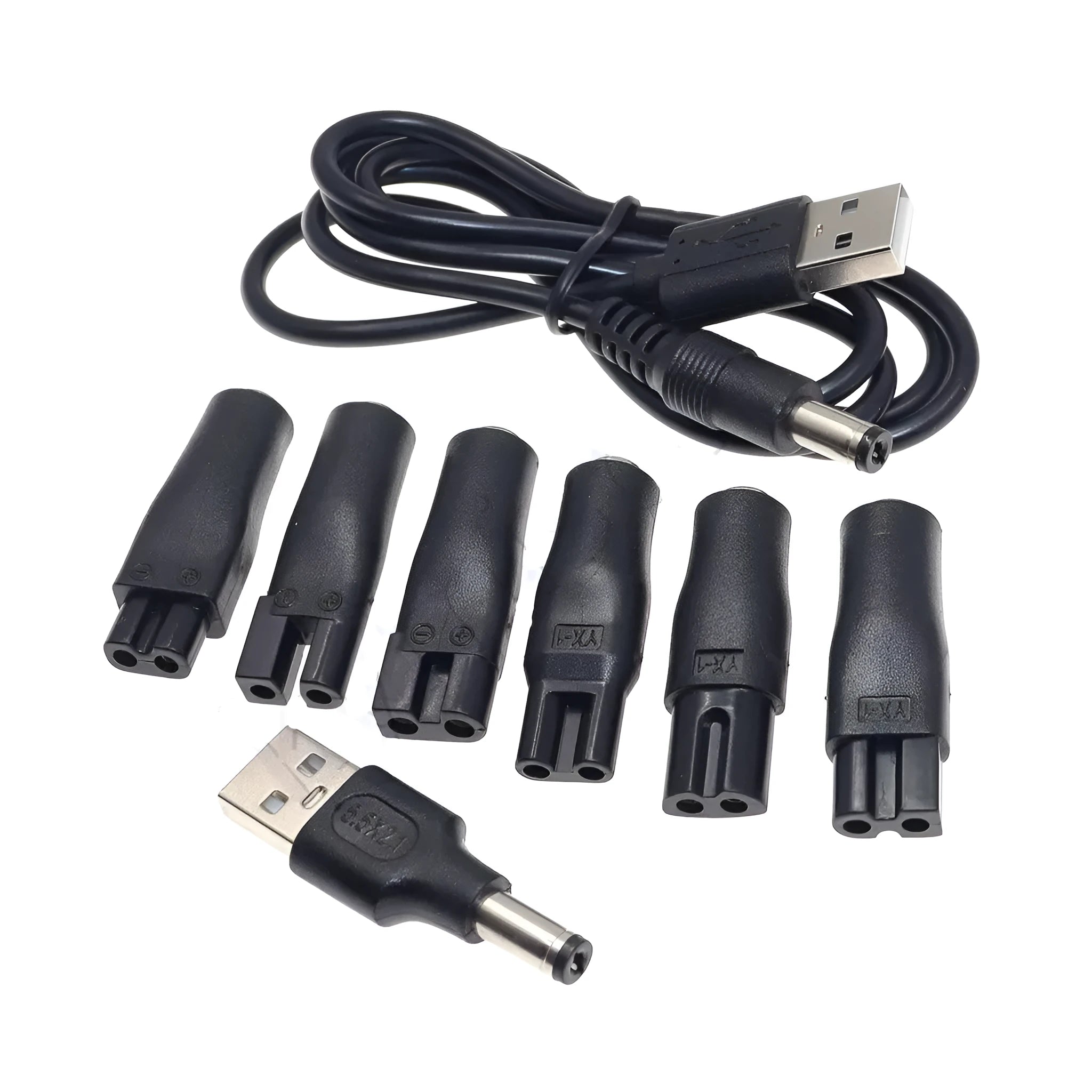 Eight-shaped two-hole USB adapter set for audio purifier and shaver with multiple colour options