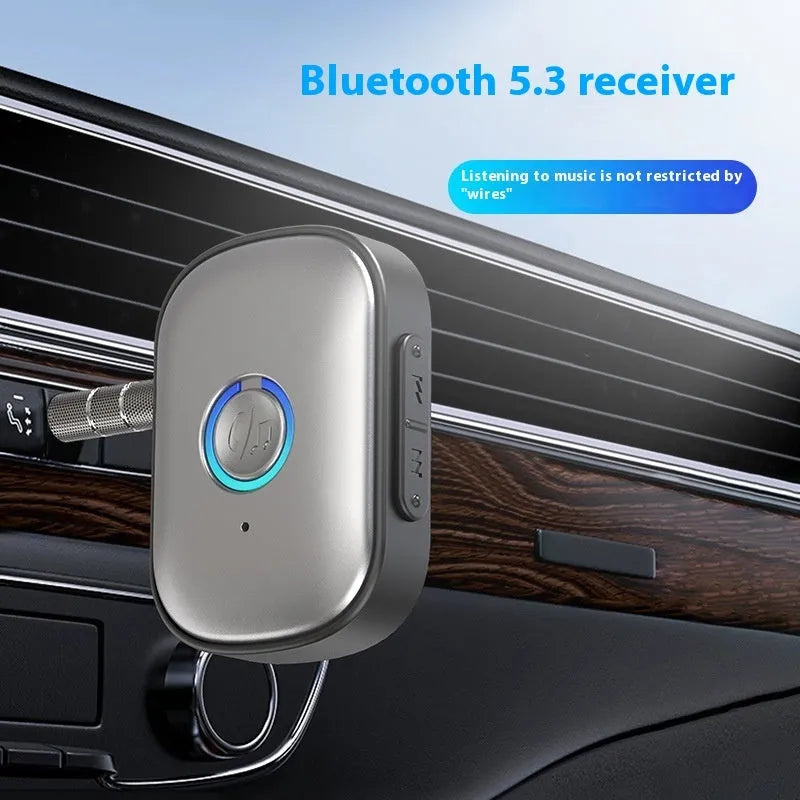 W1 Bluetooth 5.3 car audio receiver with one-key hands-free button and 10m range