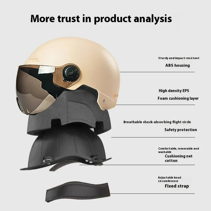 Electric bicycle helmet in ABS for adults, four seasons universal, colour 3C Sunshine Rice