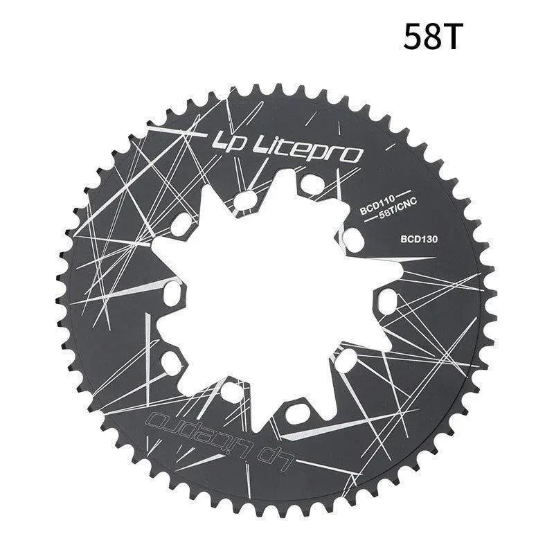 Aluminium alloy oval chainring 52T 110/130BCD for folding and road bike with anode anti-oxidation finish
