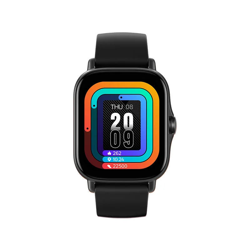 GT20 smartwatch with alloy case and silicone band showing health metrics on 1.75-inch screen