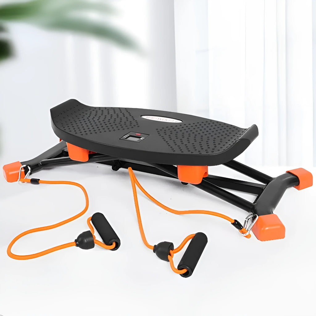 JS101A mini fitness skiing machine compact home exercise equipment with elastic hand straps