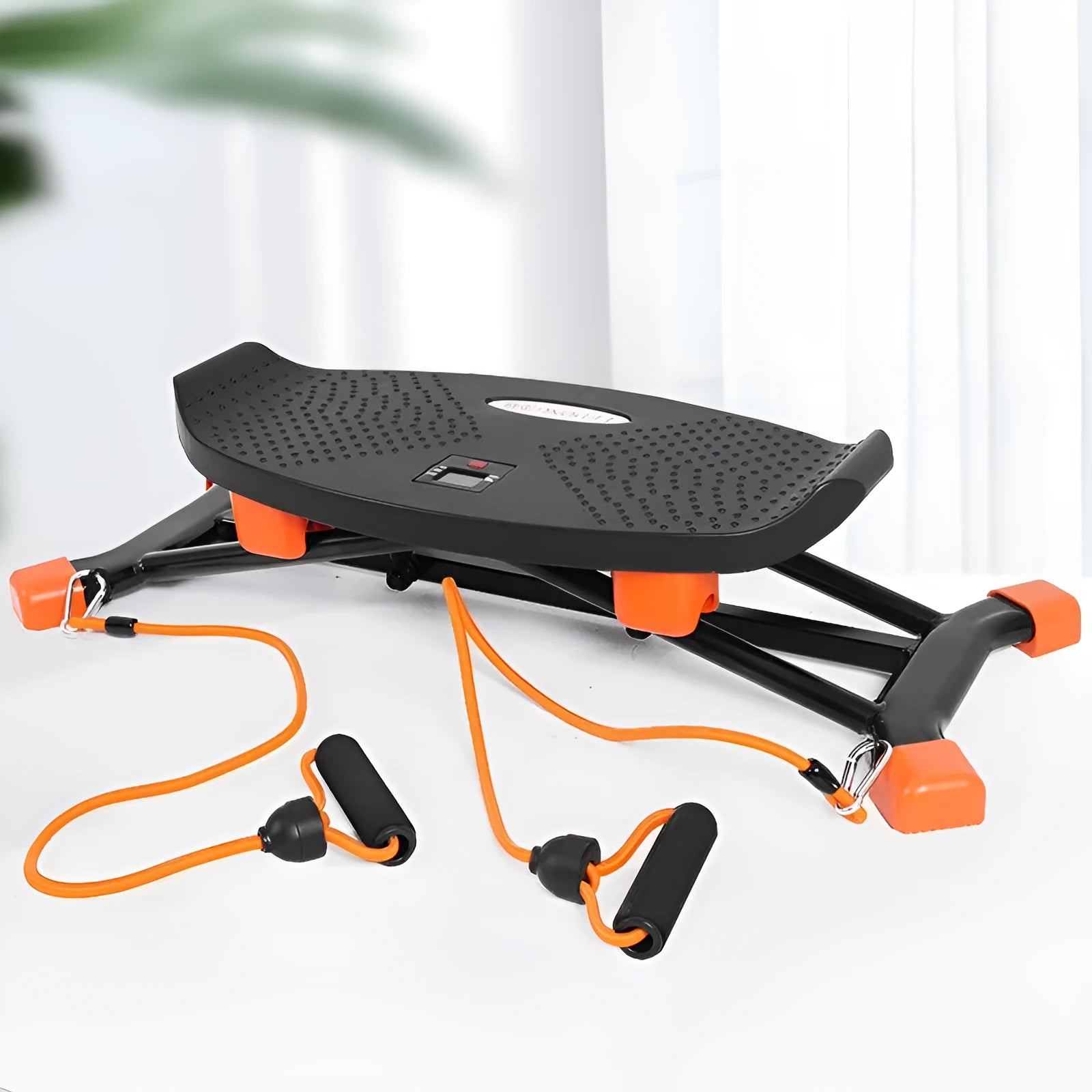 JS101A mini fitness skiing machine compact home exercise equipment with elastic hand straps