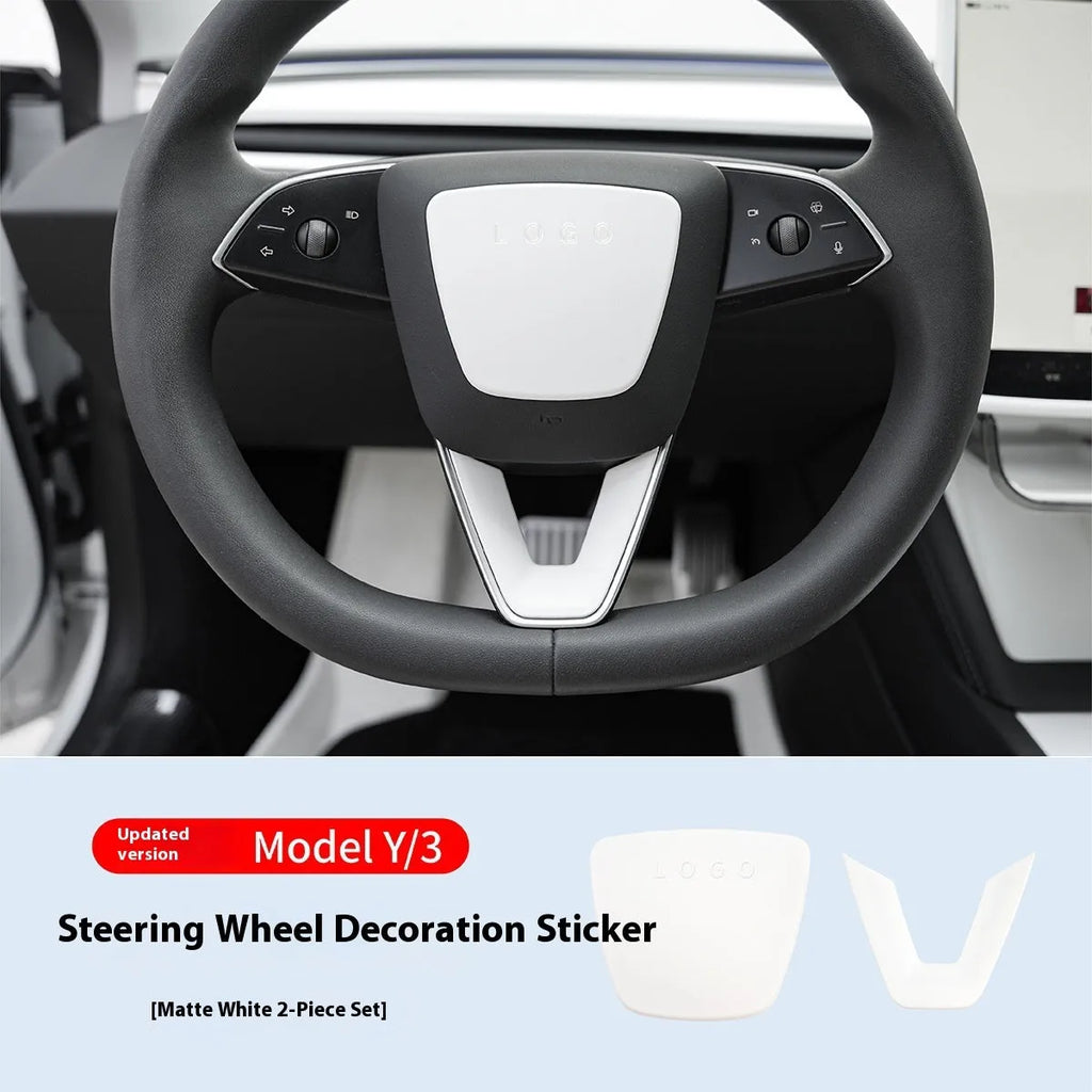 White steering wheel protective patch for car interior renewal with scratch resistant plastic AB construction