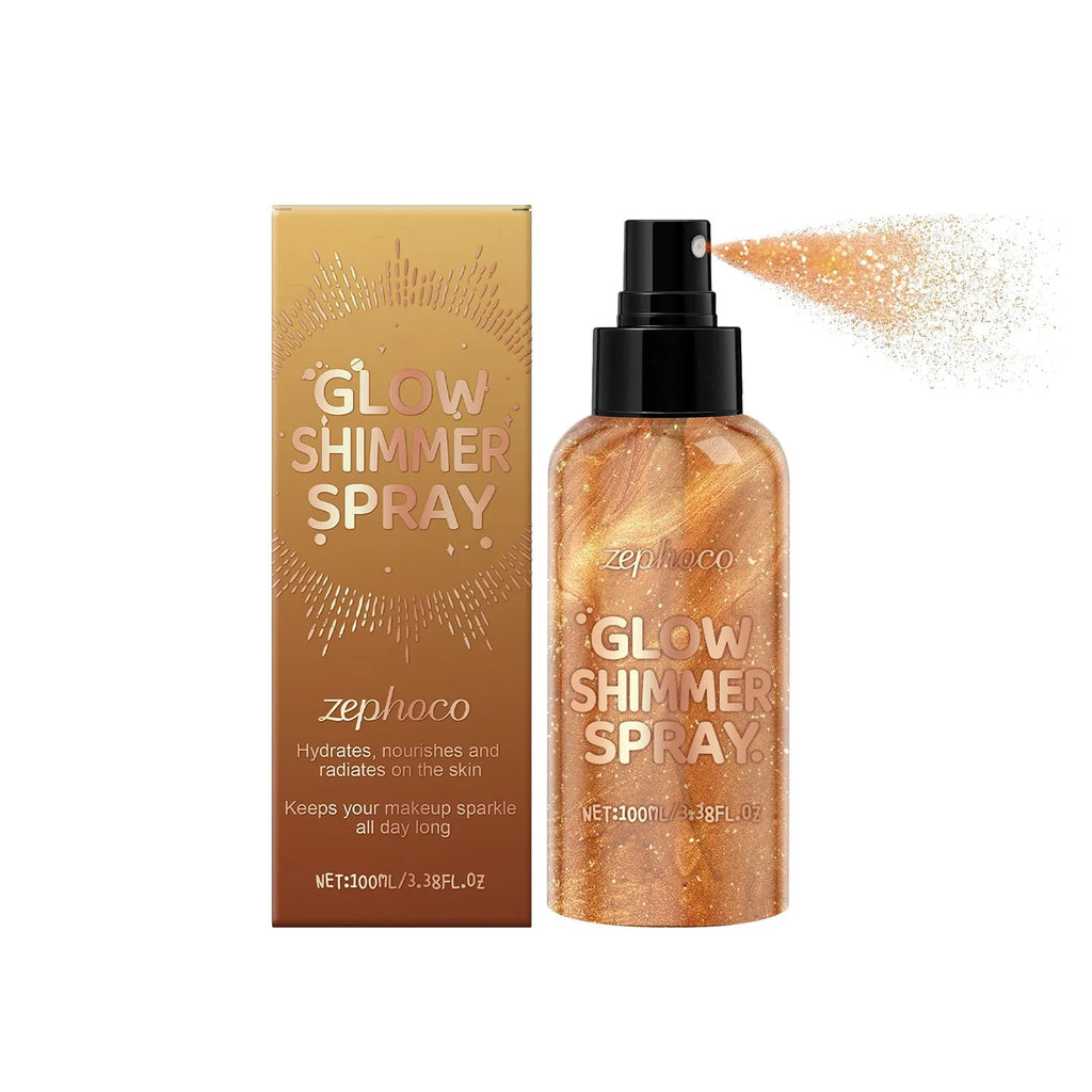 100ml shiny body spray bottle with UV-reactive shimmer for festival makeup