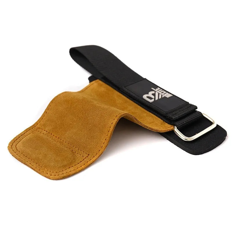 Brown fitness wrist protector with included grip strength bands for gym training.