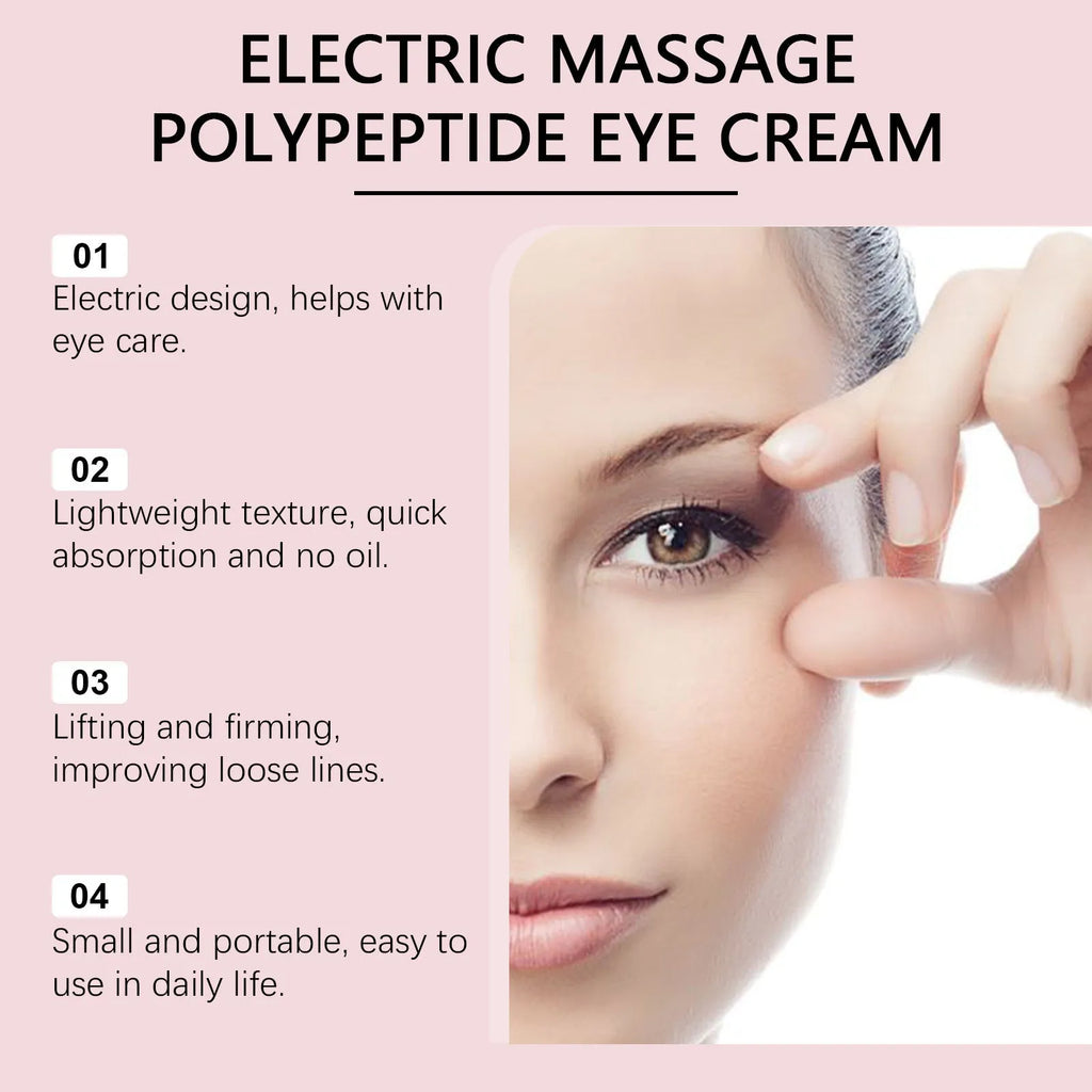 Electric massage eye cream jar measuring 7.7x11cm containing 50g of lifting and moisturising formulation