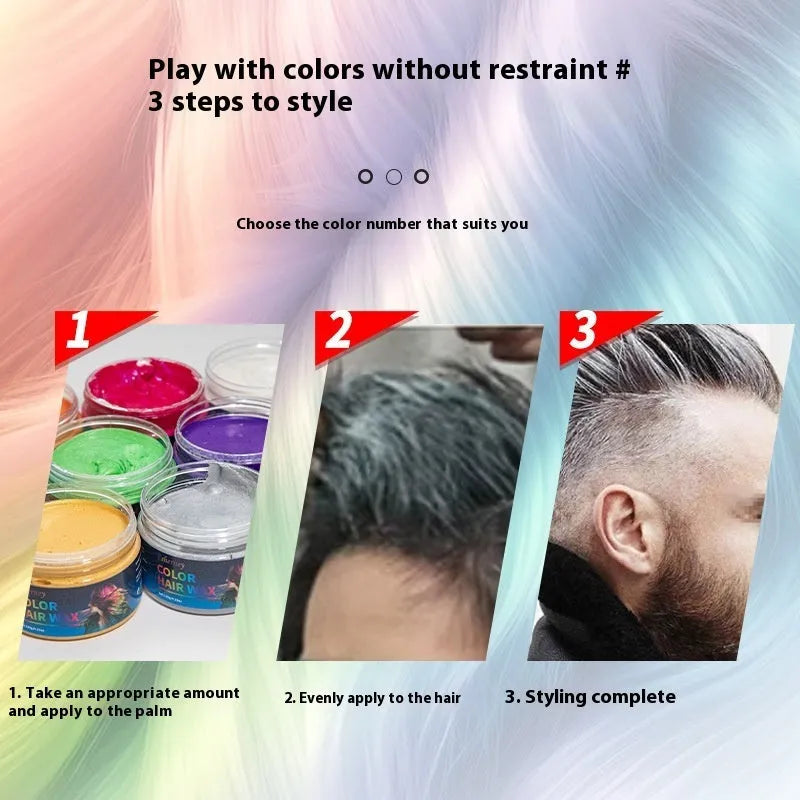 Pot of 120g hair styling clay in one of nine colour options