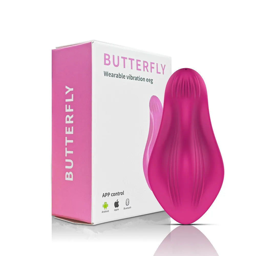 Rose red wearable female massager with smartphone app remote control for external stimulation