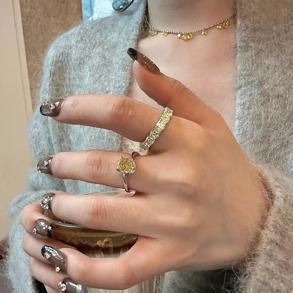 Women's yellow rock sugar crystal copper ring with Seiko treatment shown in size No. 6.