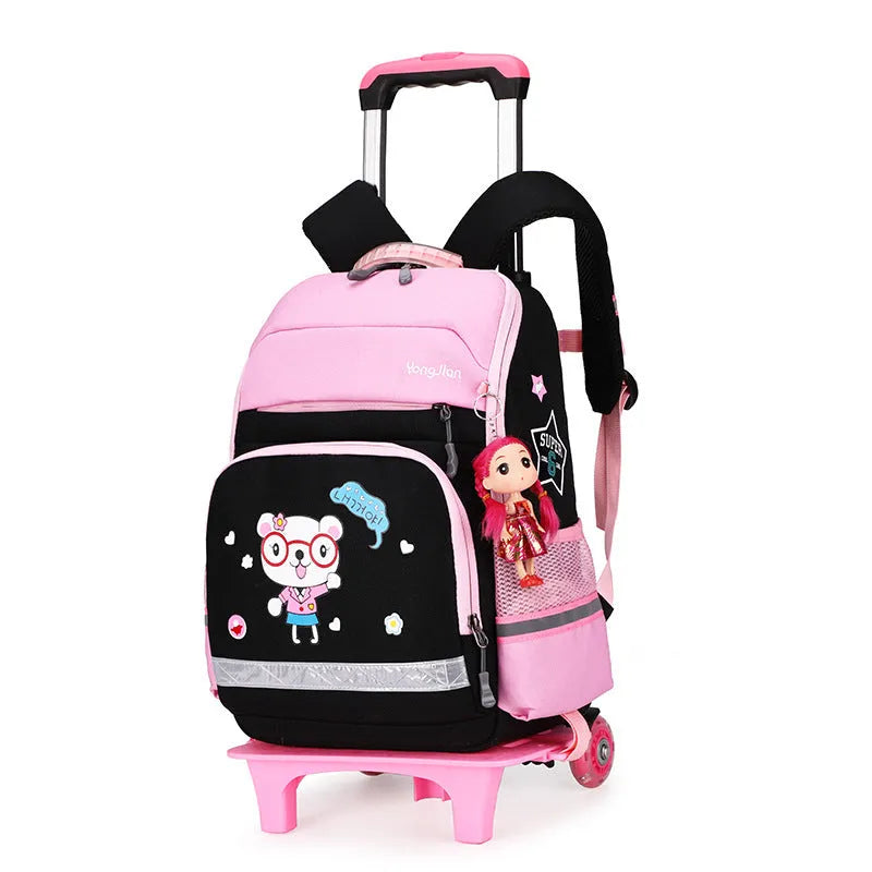 Korean Oxford cloth trolley bag for elementary school students in black or rose red