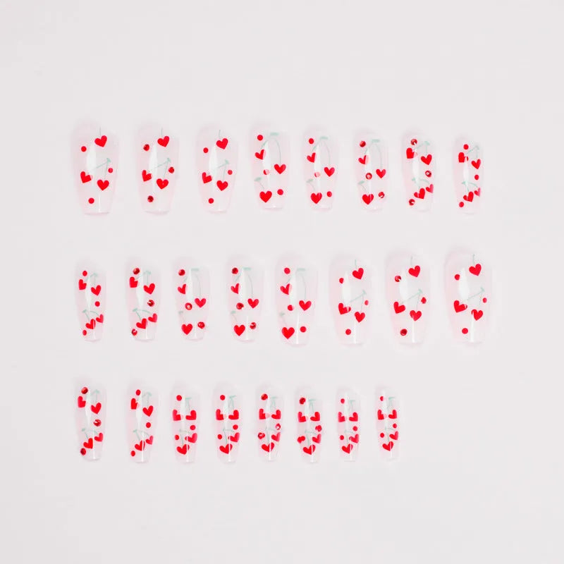 French red diamond and cherry design nail art stickers pack with 24 sheets and glue