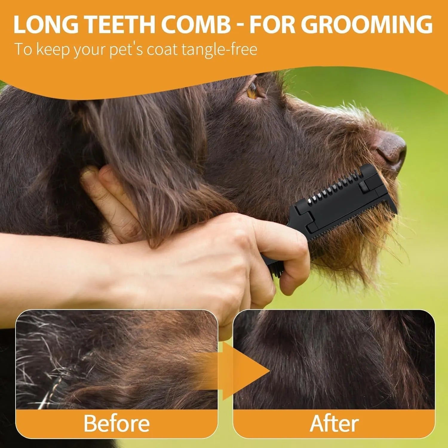 Pet razor comb with integrated trimmer blade and pack of ten replacement blades
