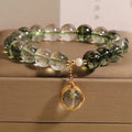 Green phantom quartz crystal bracelet with Japanese Korean style winding transfer beads