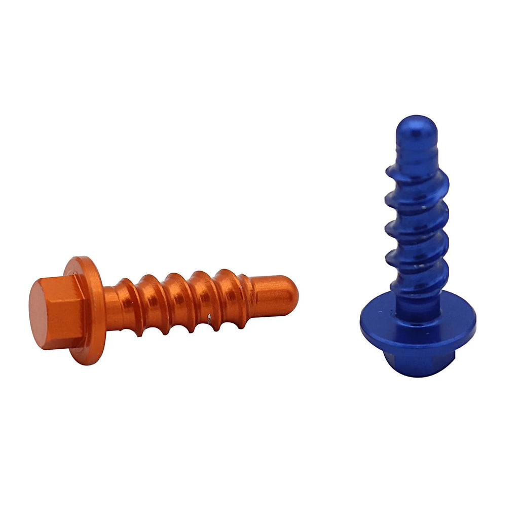 Set of 10 self-tapping T6061 aluminium screws in Black, Orange, Blue, and Red for KTM off-road motorcycles