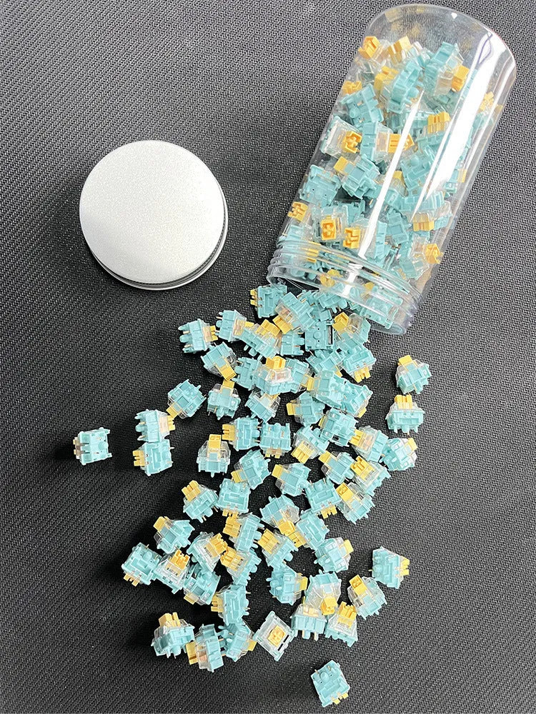 36 pale lemon-yellow Tiger Mo Sea Salt Lemon PRO Mute mechanical keyboard switches laid out.