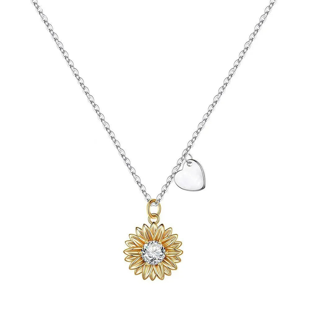 925 silver sunflower pendant necklace on a cross chain, adjustable from 21cm to 50cm.