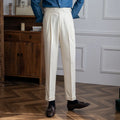 Men's high waist straight leg casual trousers in polyester available in multiple colours and sizes