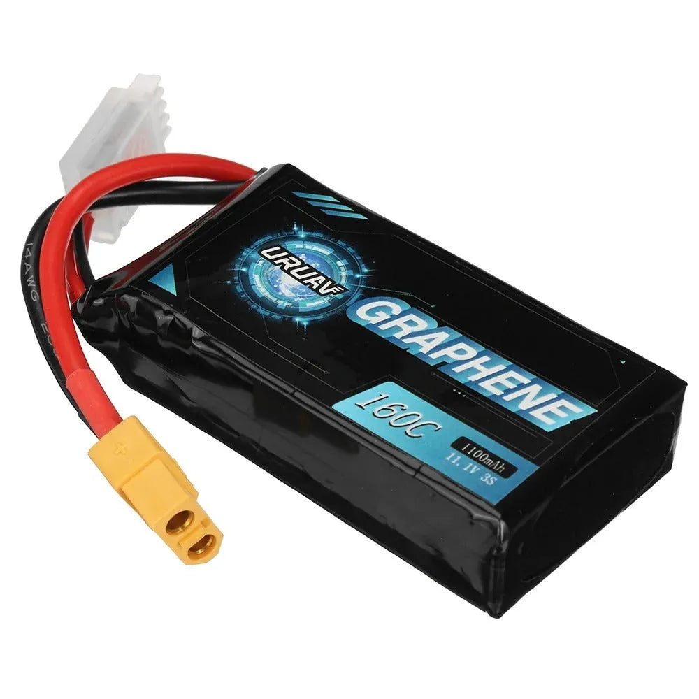 7.4V 1200mAh lithium battery for RC cars and boats measuring 15x36x70mm