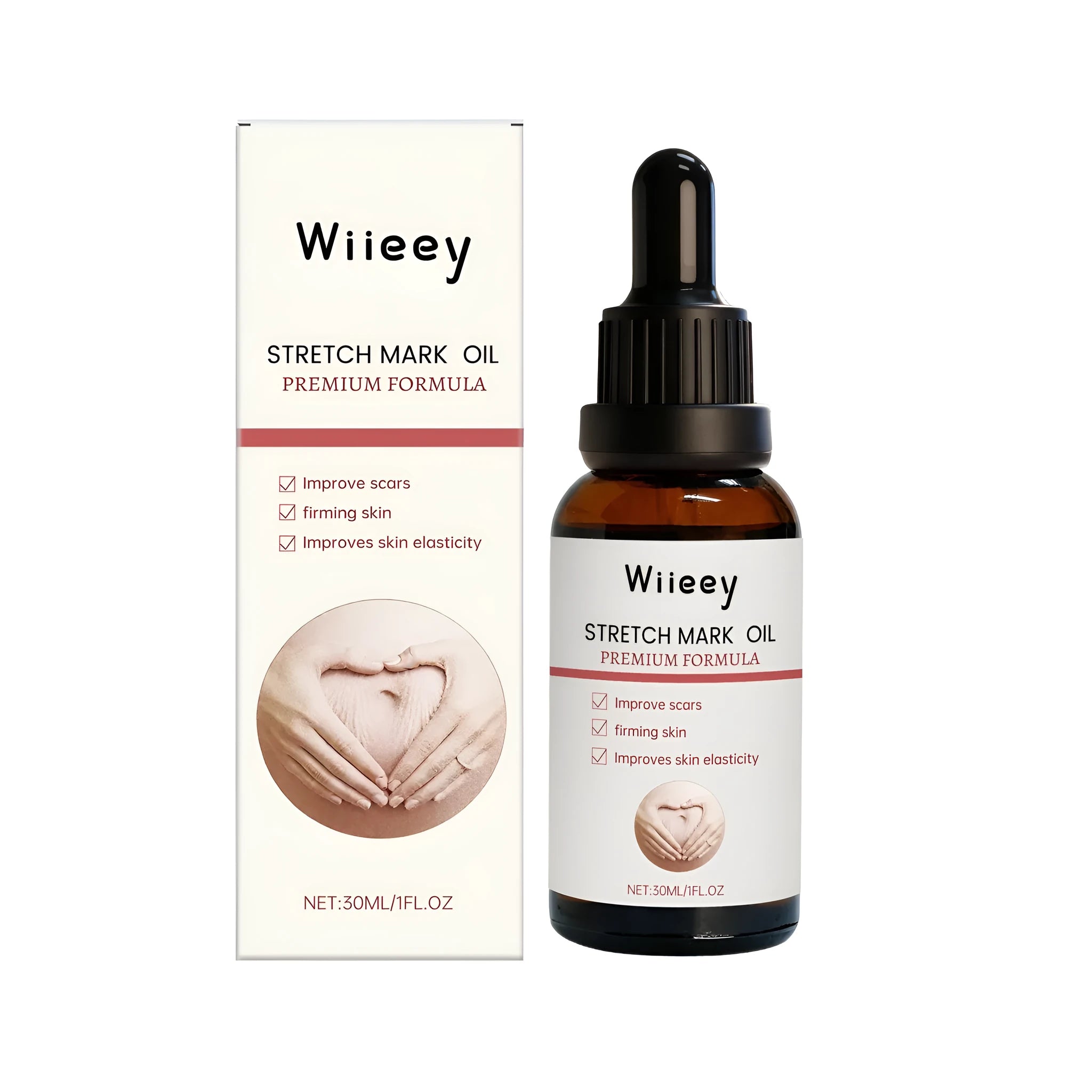 30ml body care oil during pregnancy with sweet almond oil in a clear bottle