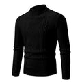 Men's solid colour stand collar pullover sweater in polyester, loose fit, available in beige, black, red, khaki, and blue