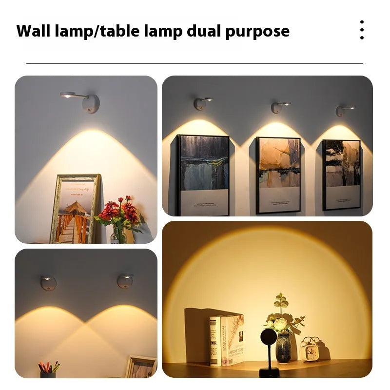 Geometric rechargeable wall spotlight with wiring-free installation in black finish