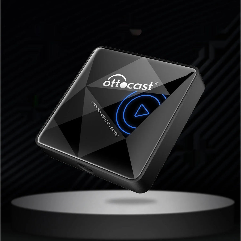 Black Wireless Car Bluetooth AIBOX Magic Box with Type-C port, dimensions 59x59x150mm