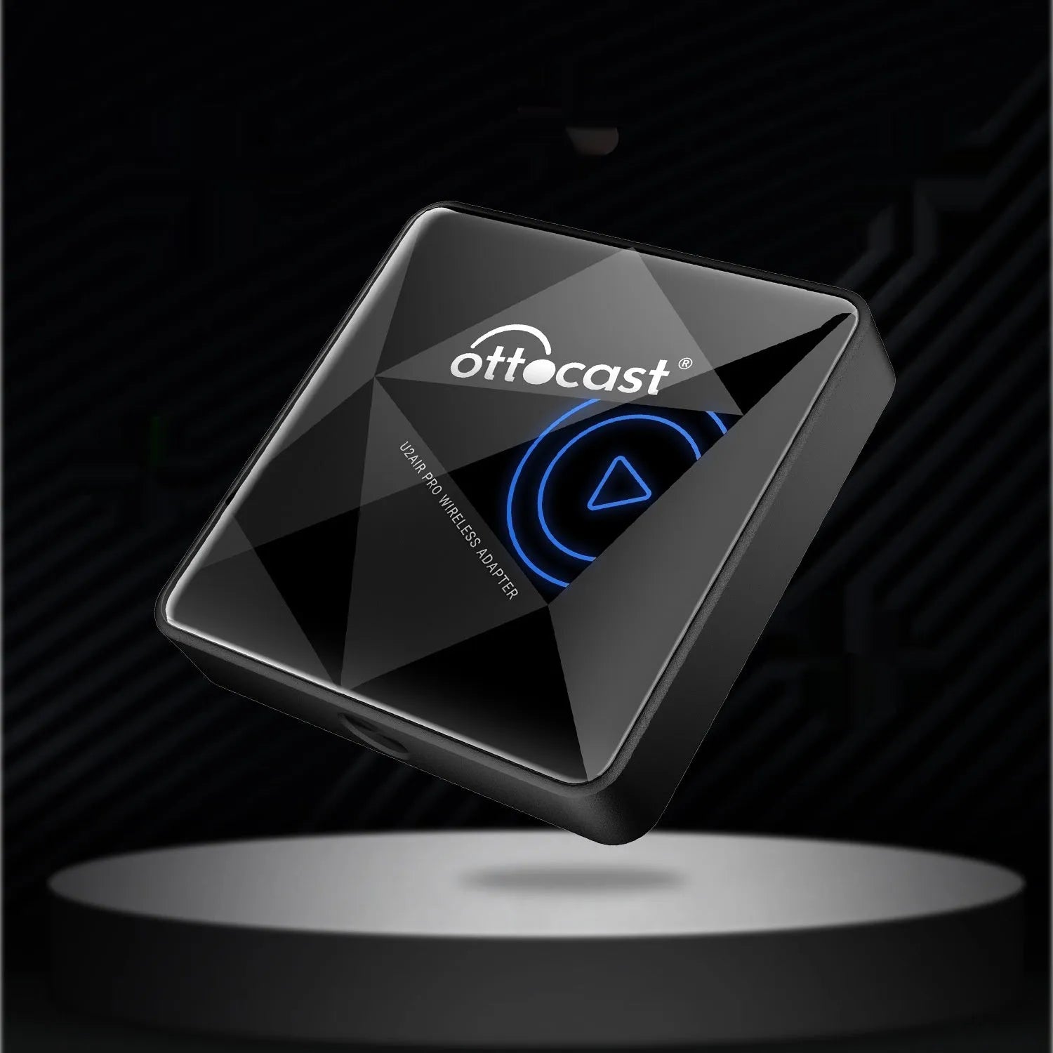 Black Wireless Car Bluetooth AIBOX Magic Box with Type-C port, dimensions 59x59x150mm