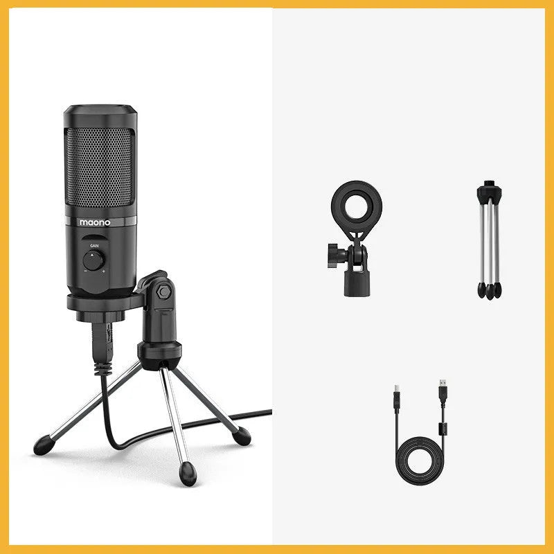 PM461 condenser microphone with tripod and shock rack for computer and mobile phone recording