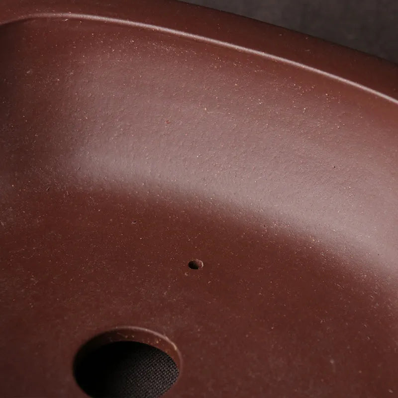 Handmade purple clay bonsai basin in classical Chinese plain style