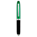 EVA metal cap mini ballpoint pen showing compact 112mm size with bullet tip and seven refill colour options