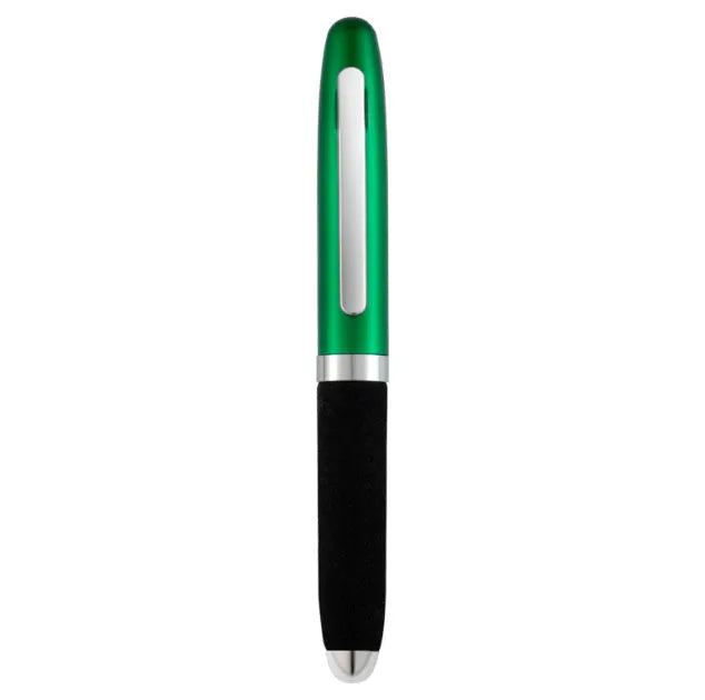 EVA metal cap mini ballpoint pen showing compact 112mm size with bullet tip and seven refill colour options