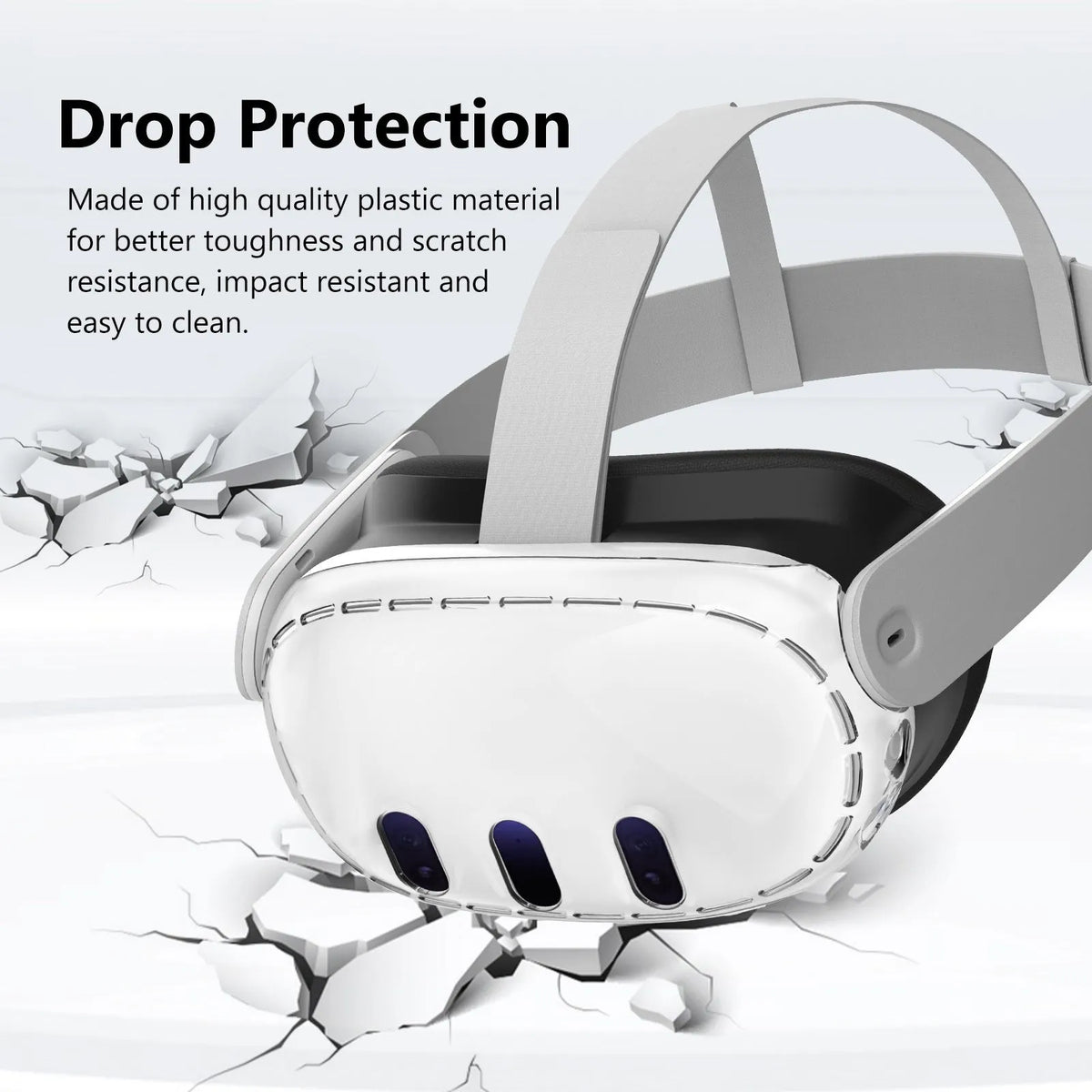Transparent PC protective case for VR glasses with silicone material and head-mounted anti-scratch cover