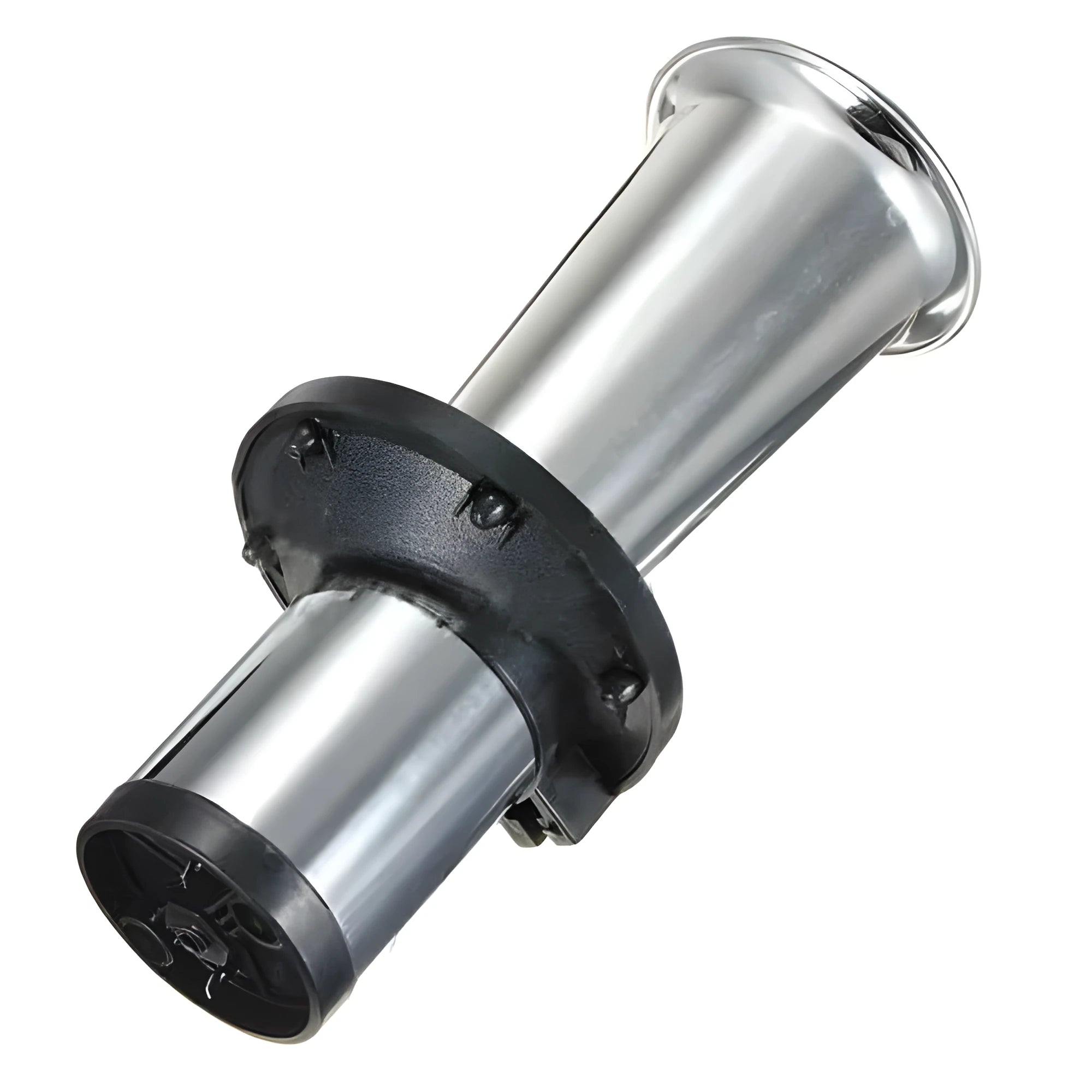 12V black car horn with silver finish for universal vehicle installation