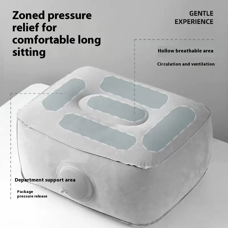 Press inflatable portable folding seat cushion with flocking material for height increase