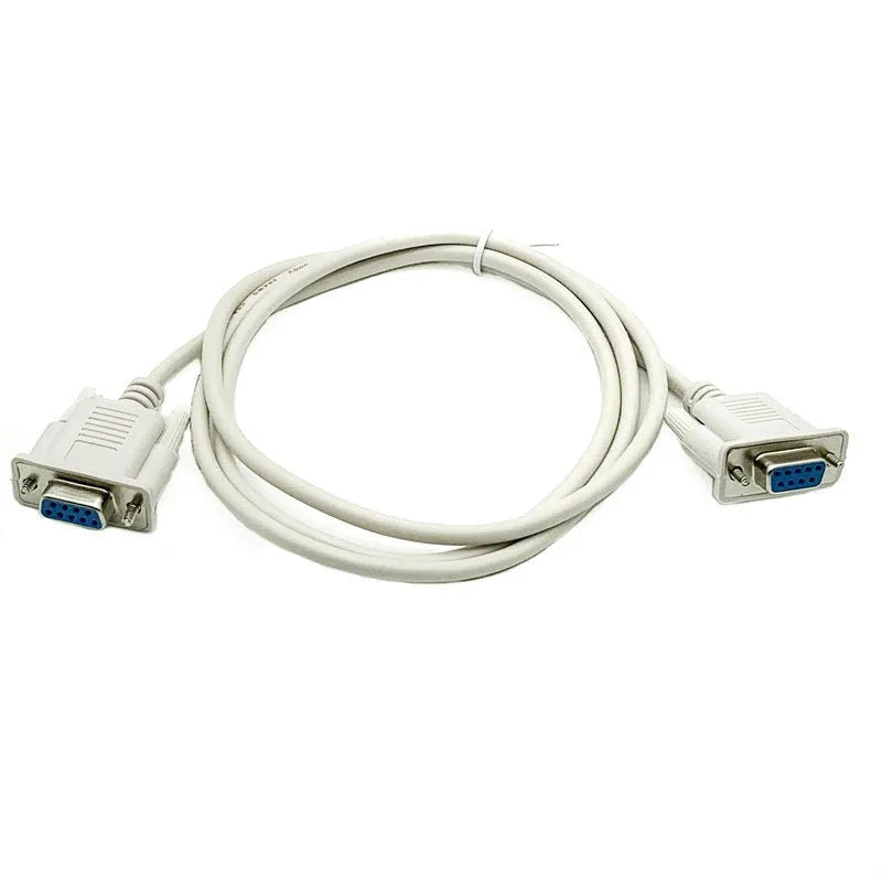 Milky white RS232 serial cable with female DB9 connectors at both ends
