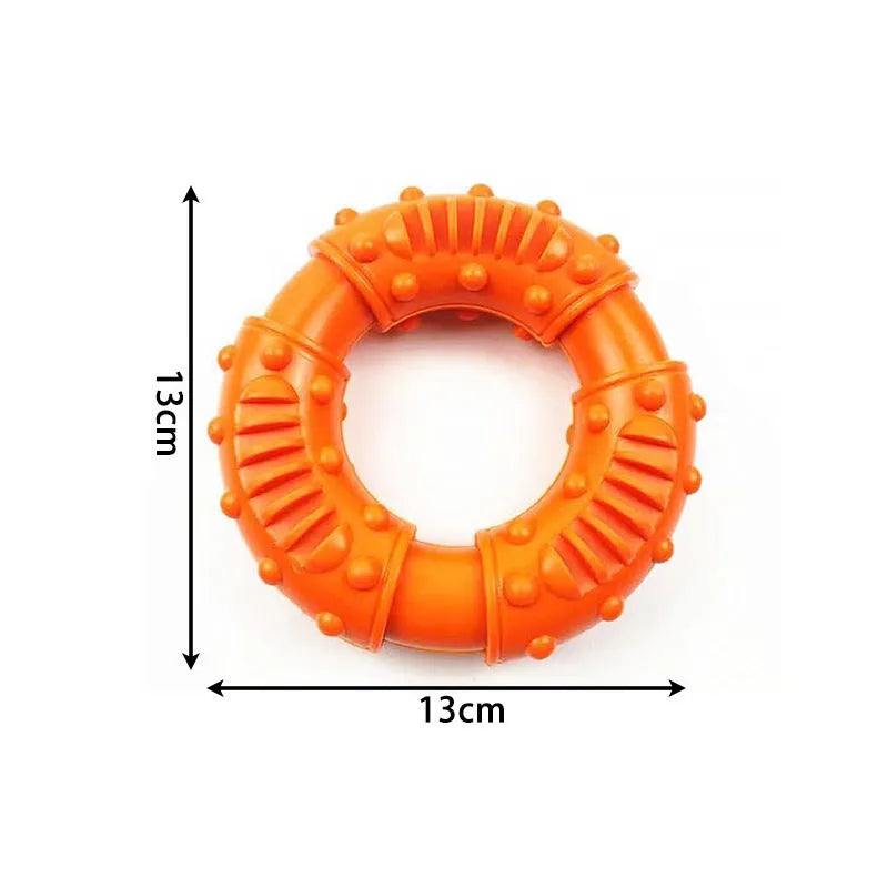 Blue, orange, and red bouncy hollow dog fetching stick toy for catch and chew games
