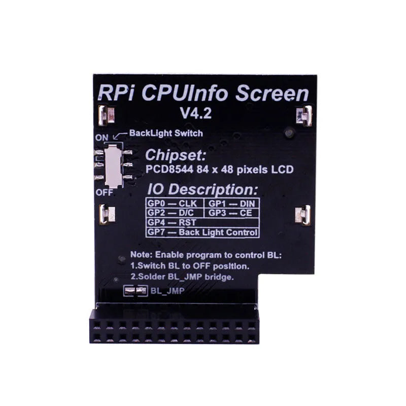 1.6 inch LCD display screen for Raspberry Pi showing CPU information